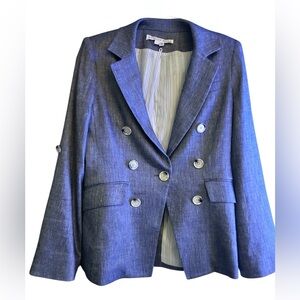 Veronica Beard Miller Linen Dickey Jacket – Blue Mélange – Size 4 NWOT